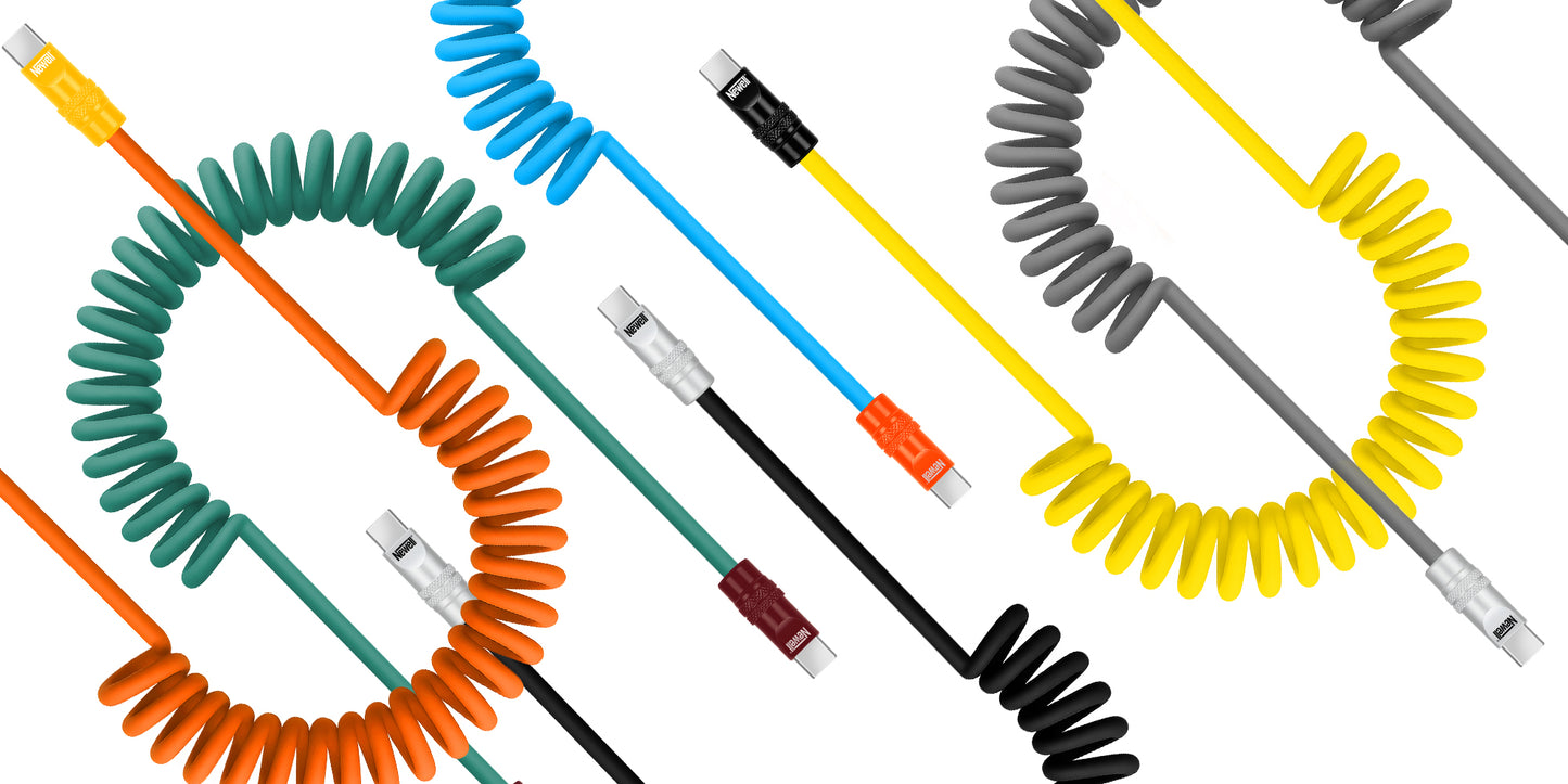 Newell USB-C - USB-C 100 W Kabel, 1,5 m, Silikon, Spiral, grün-maroon