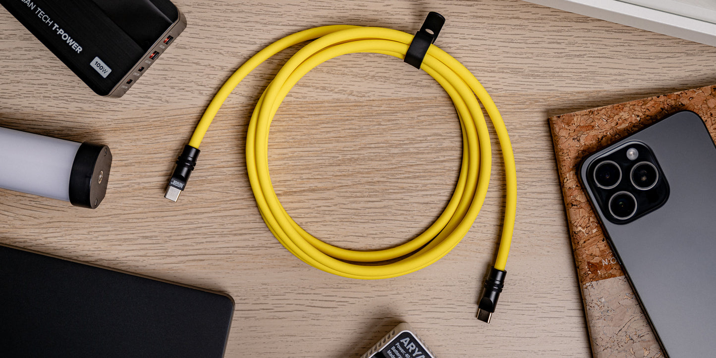 Newell USB-C - USB-C 100 W Kabel, 2 m, Silikon, gelb-schwarz