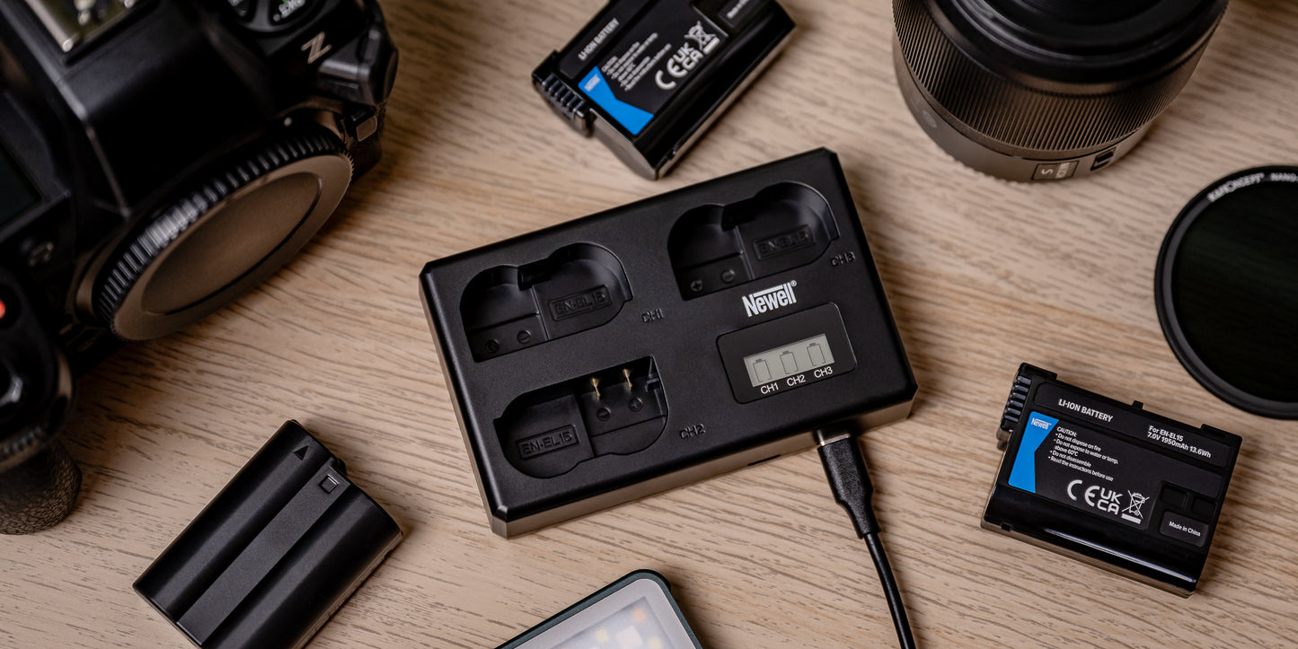 Newell TT-USB-C Dreifach-Ladegerät für EN-EL15 for Nikon