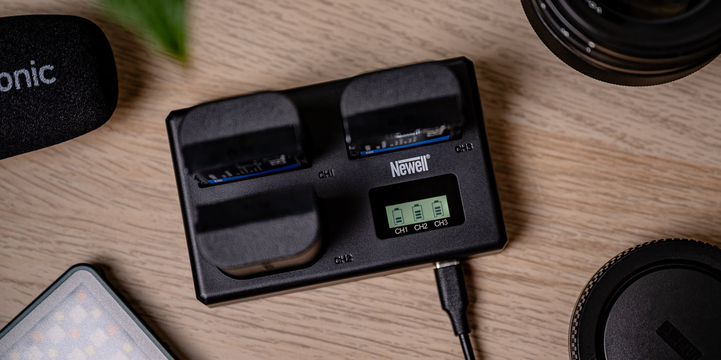 Newell TT-USB-C Dreifach-Ladegerät für LP-E6 for Canon
