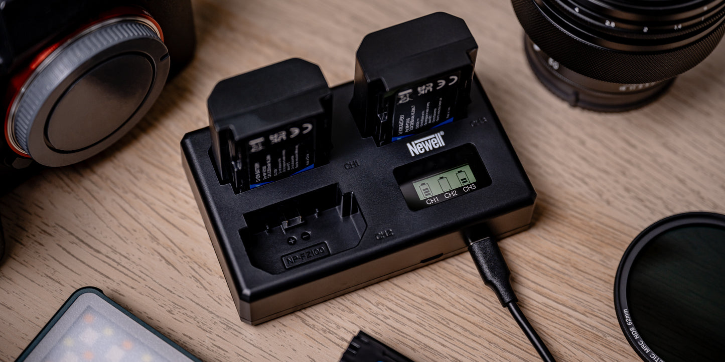 Newell TT-USB-C Dreifach-Ladegerät für NP-FZ100 for Sony