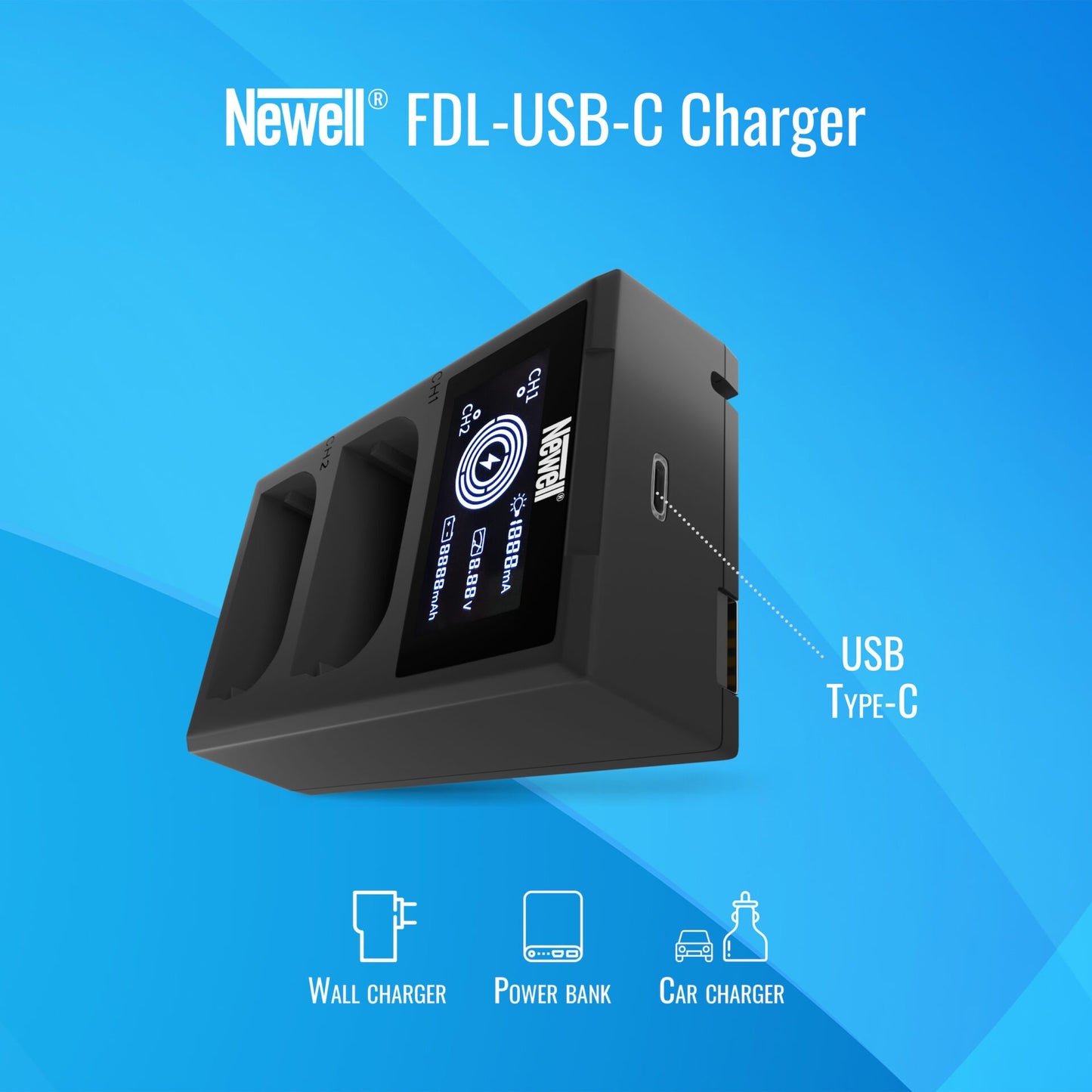 Newell FDL-USB-C Zweikanal-Ladegerät für LP-E12 Akkus - Newell Pro DE