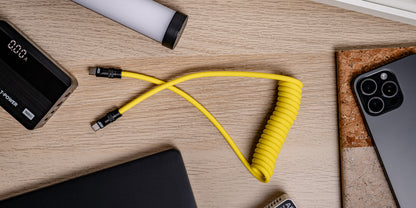 Newell USB-C - USB-C 100 W Kabel, 1,5 m, Silicone, Spiral, gelb-schwarz