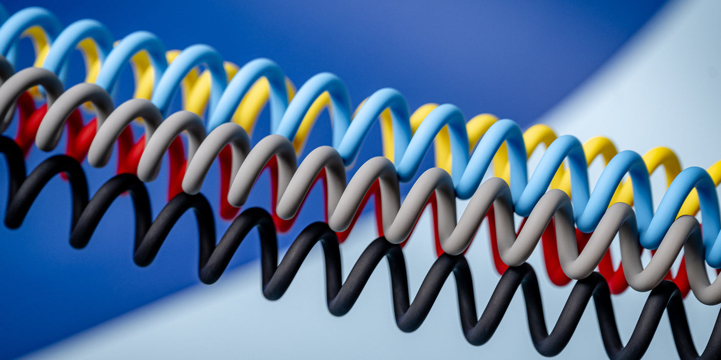 Newell USB-C - USB-C 100 W Kabel, 1,5 m, Silikon, Spiral, Rot-Navy-Orange