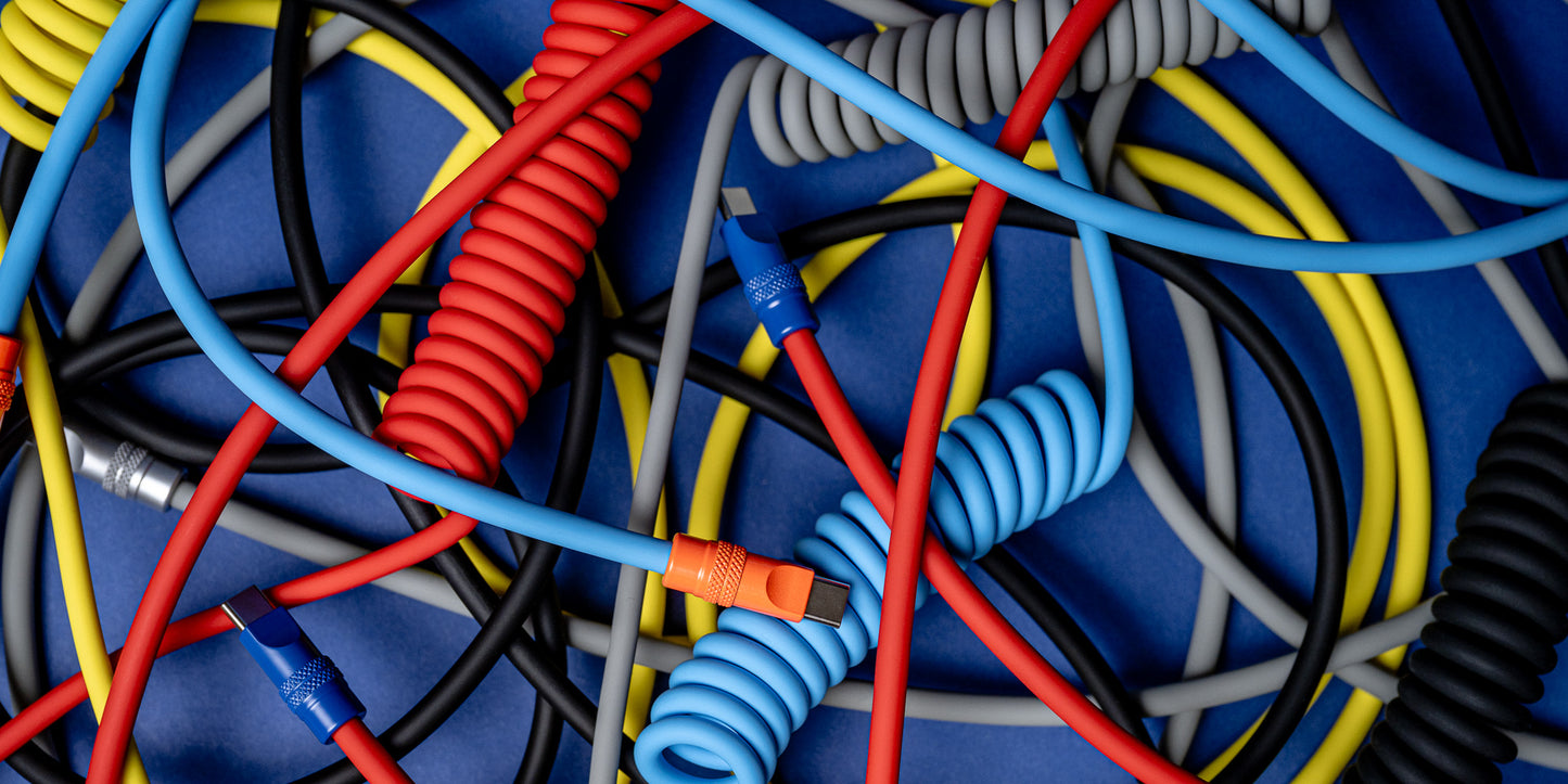 Newell USB-C - USB-C 100 W Kabel, 1,5 m, Silikon, Spiral, Rot-Navy-Orange