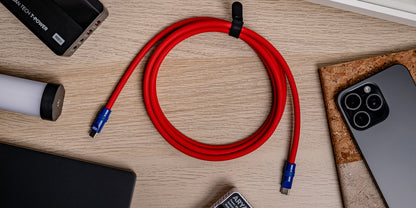 Newell USB-C - USB-C 100 W Kabel, 2 m, Silikon, Rot-Navy-Orange
