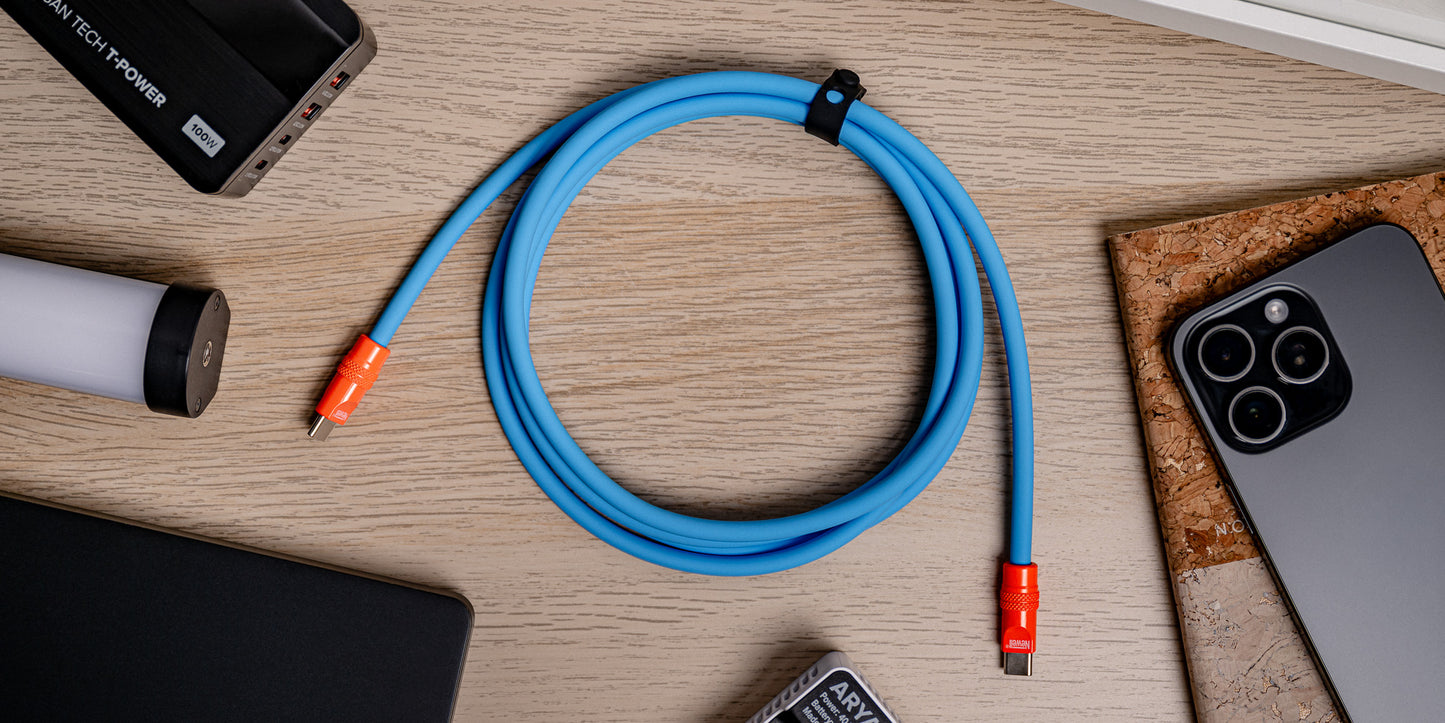 Newell USB-C - USB-C 100 W Kabel, 2 m, Silikon, blau-orange