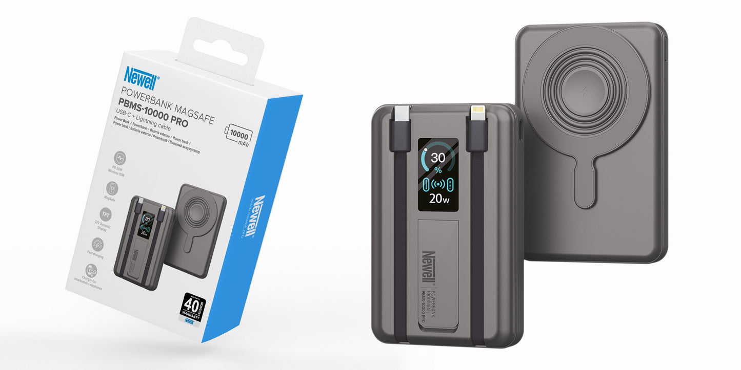 Newell MS-10000 Pro MagSafe Power Bank 10000 mAh Lightning+USB-C – Grey