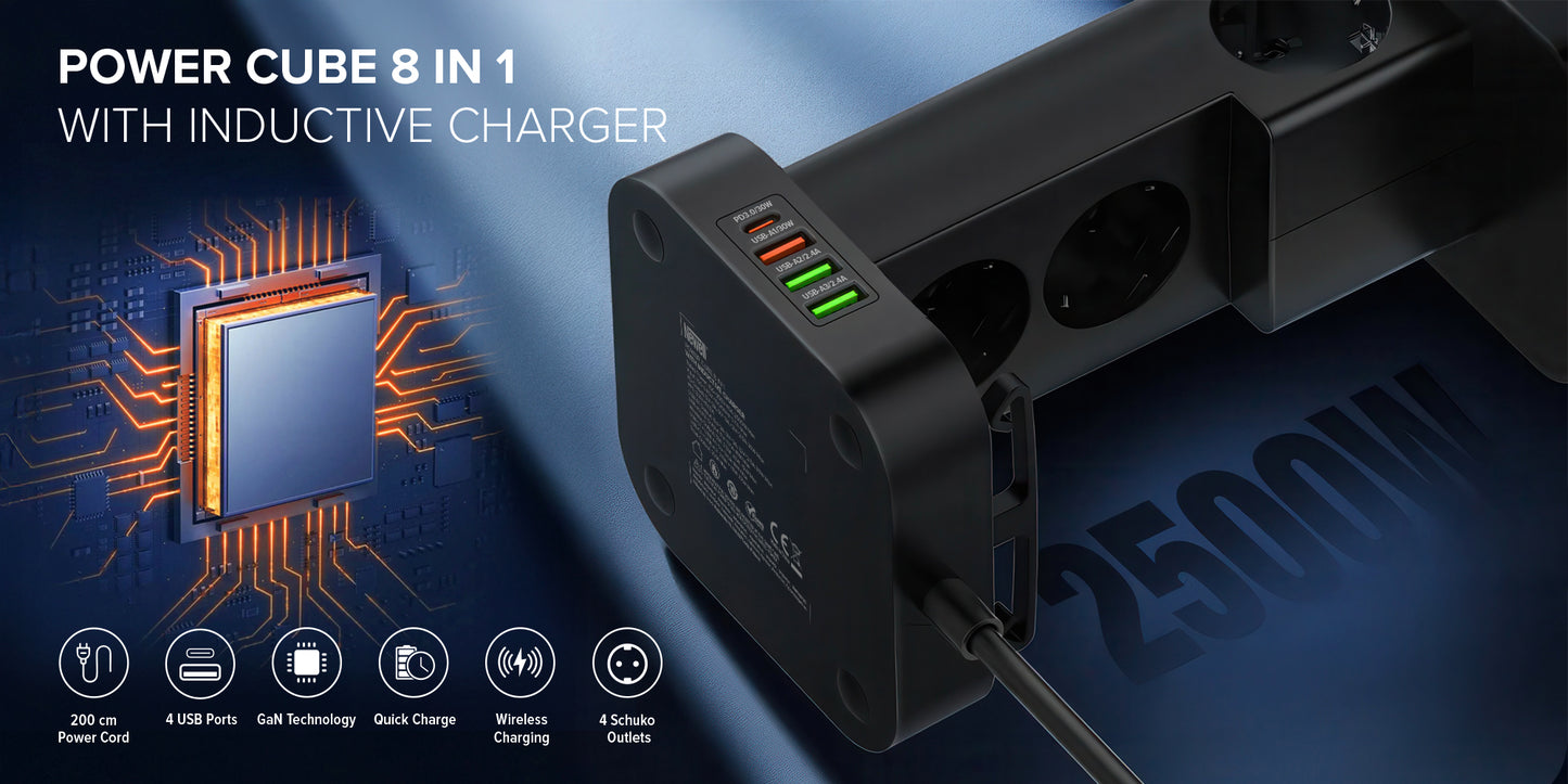 Newell GaN Power Cube 8-in-1 inkl. Induktiver Ladung