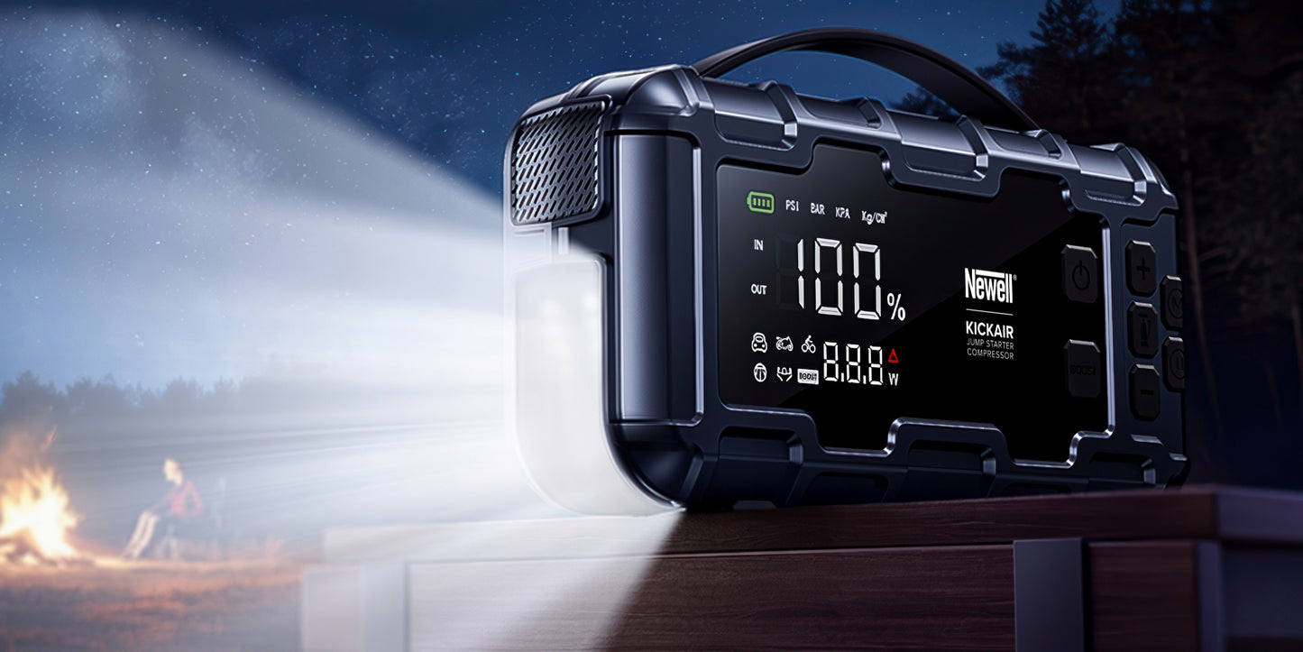 Newell KickAir Jump Starter mit Kompressor und Powerbankfunktion