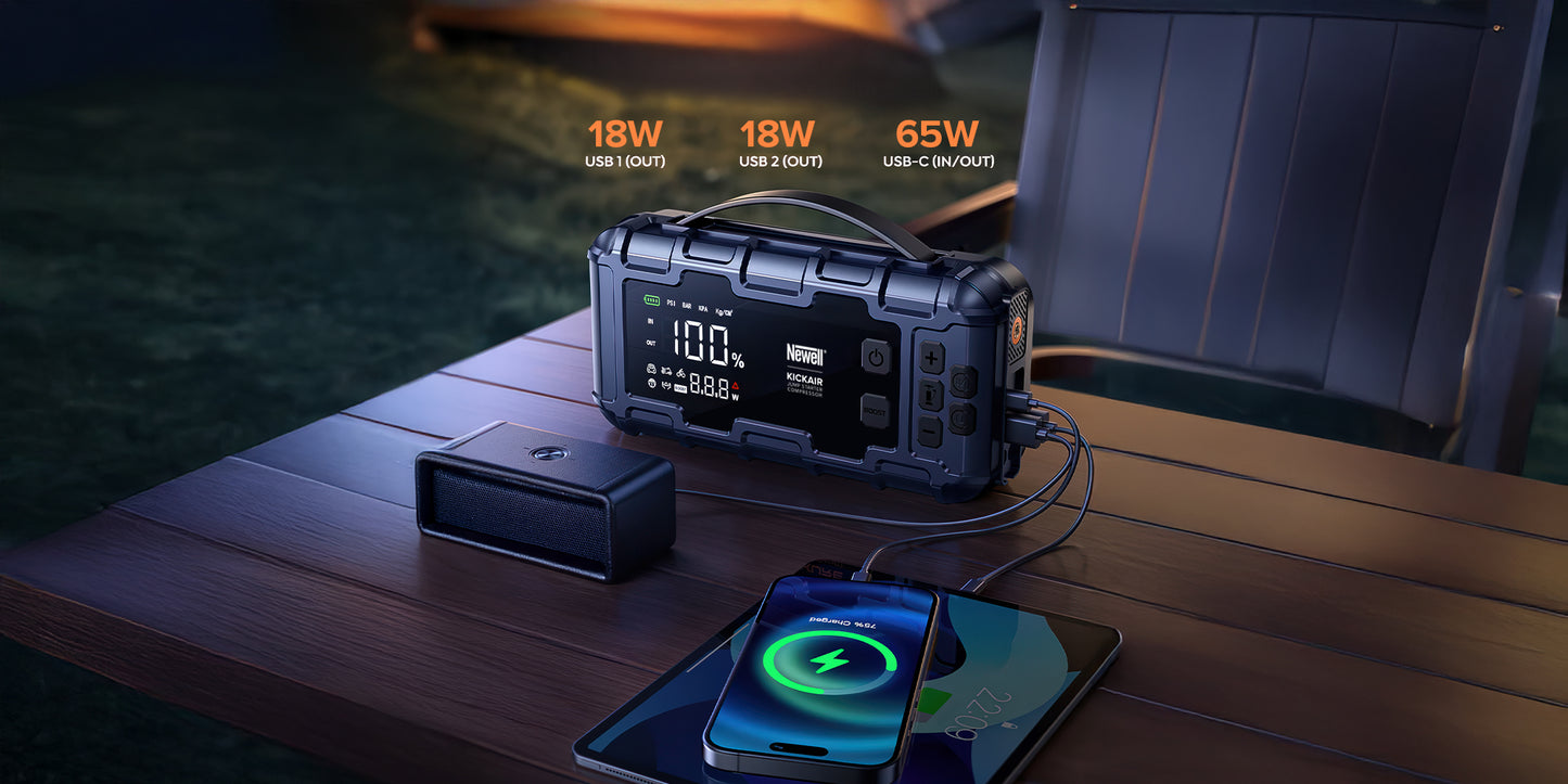 Newell KickAir Jump Starter mit Kompressor und Powerbankfunktion