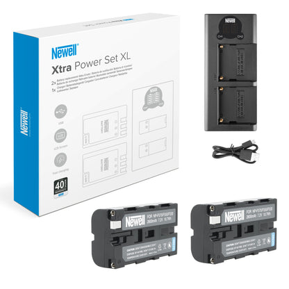 Newell DL-USB-C Zweikanal-Ladeset mit 2 NP-F570-Akkus für Sony - Newell Pro DE