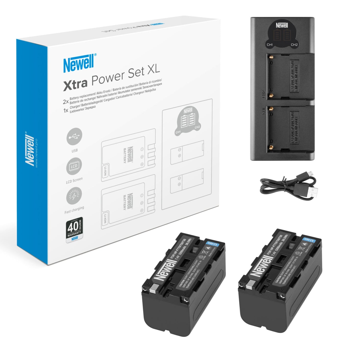 Newell DL-USB-C Zweikanal-Ladeset mit 2 NP-F770-Akkus für Sony - Newell Pro DE