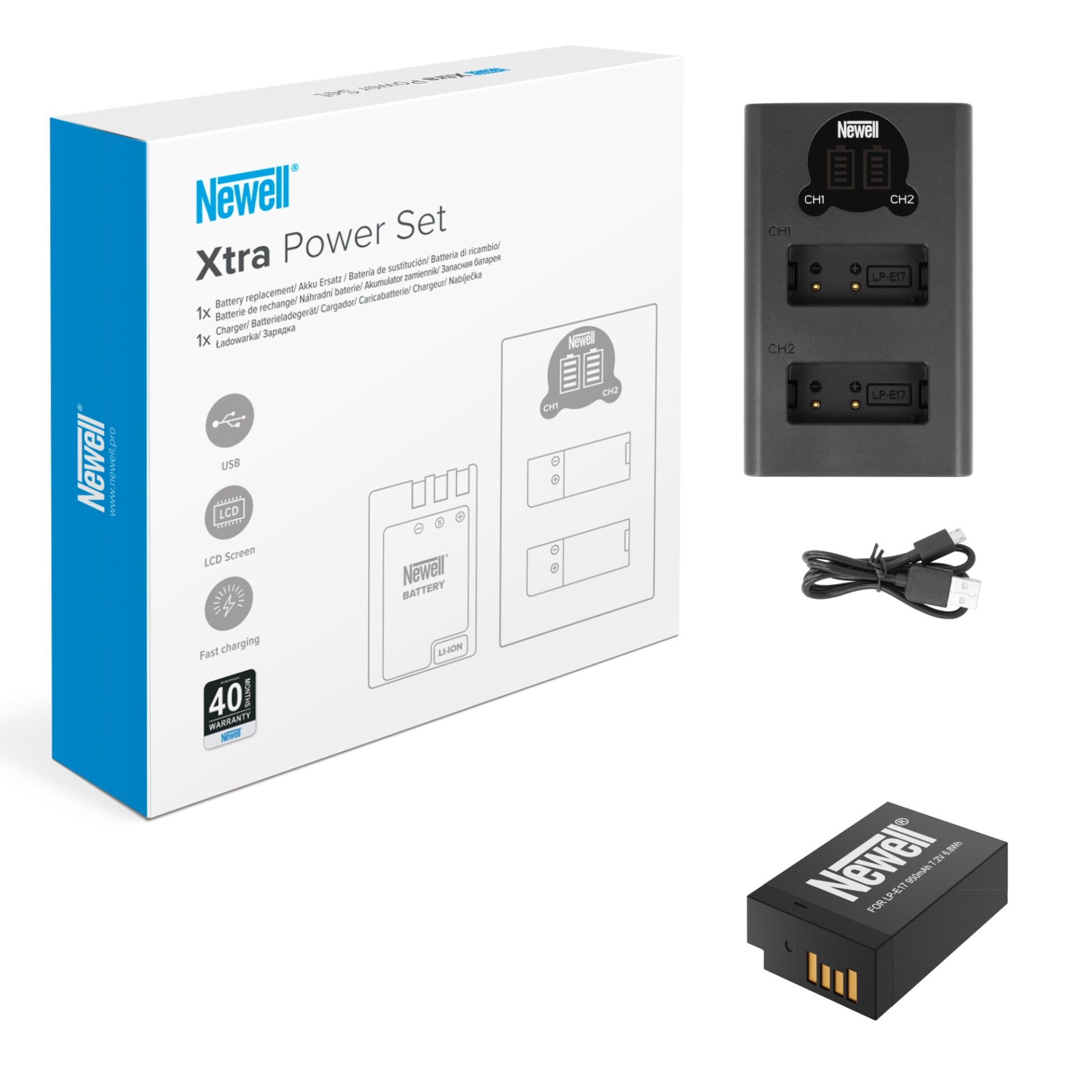 Newell DL-USB-C Zweikanal-Ladegerät und ein LP-E17-Akku für Canon - Newell Pro DE