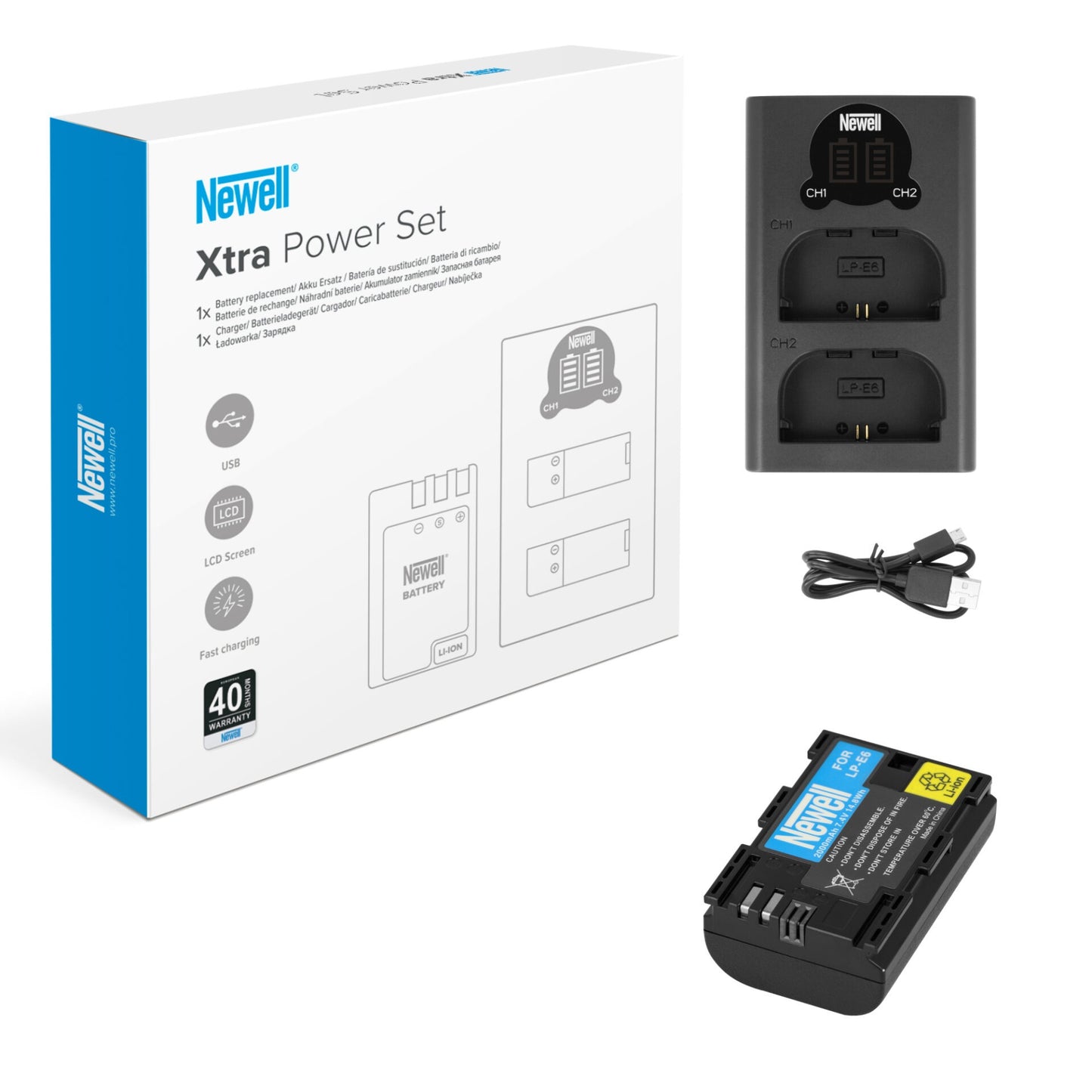 Newell DL-USB-C Zweikanal-Ladegerät und einem LP-E6 Akku für Canon - Newell Pro DE