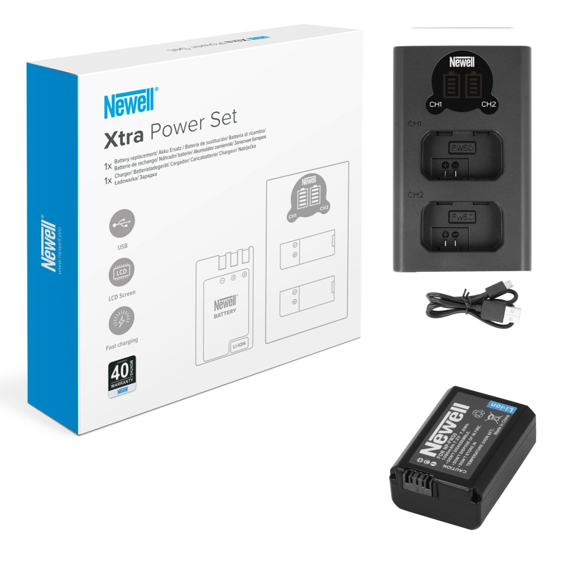 Newell DL-USB-C Zweikanal-Ladeset mit einem NP-FW50-Akkus für Sony - Newell Pro DE