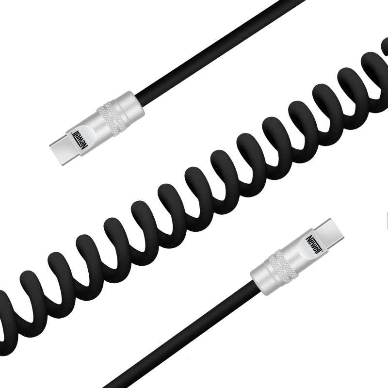 Newell USB-C - USB-C 100 W Kabel, 1,5 m, Silikon, Spiral, schwarz