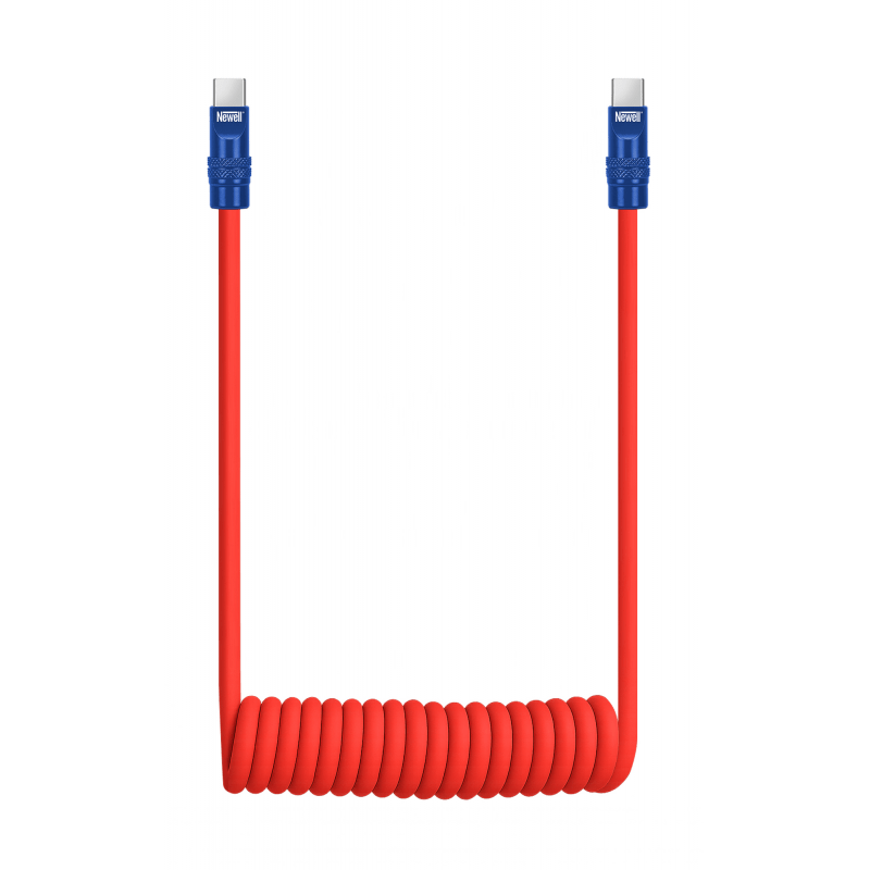 Newell USB-C - USB-C 100 W Kabel, 1,5 m, Silikon, Spiral, Rot-Navy-Orange