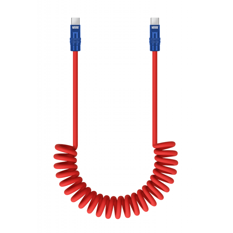 Newell USB-C - USB-C 100 W Kabel, 1,5 m, Silikon, Spiral, Rot-Navy-Orange