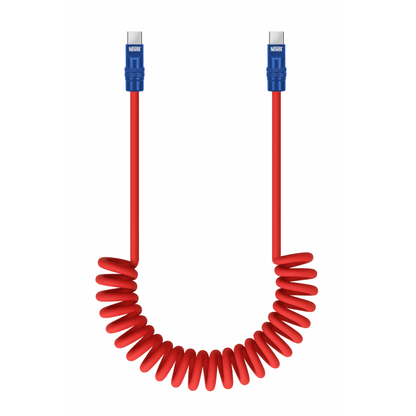 Newell USB-C - USB-C 100 W Kabel, 1,5 m, Silikon, Spiral, Rot-Navy-Orange