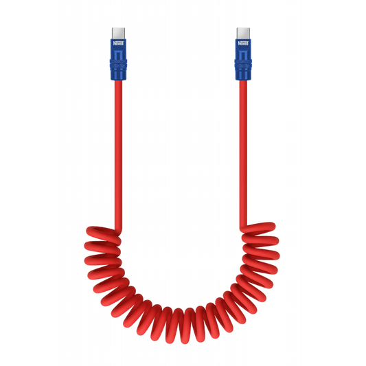 Newell USB-C - USB-C 100 W Kabel, 1,5 m, Silikon, Spiral, Rot-Navy-Orange