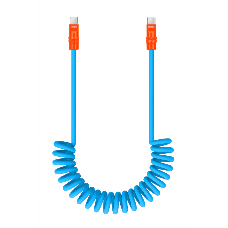 Newell USB-C - USB-C 100 W Kabel, 1,5 m, Silikon, Spiral, blau-orange