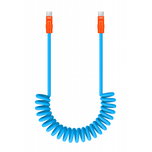 Newell USB-C - USB-C 100 W Kabel, 1,5 m, Silikon, Spiral, blau-orange
