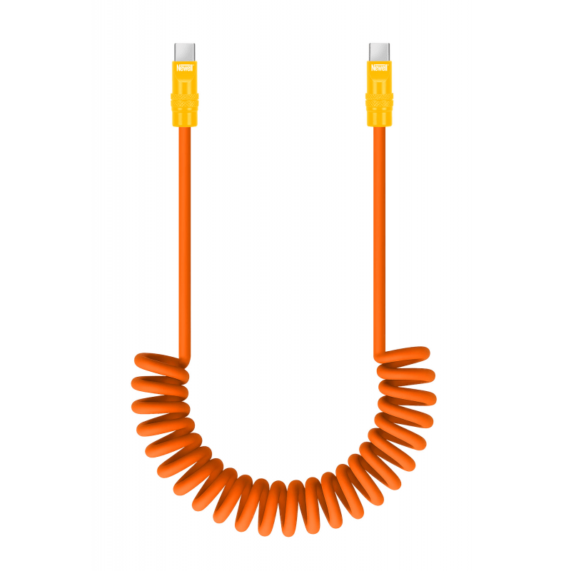 Newell USB-C - USB-C 100 W Kabel, 1,5 m, Silikon, Spiral, Orange-gelb