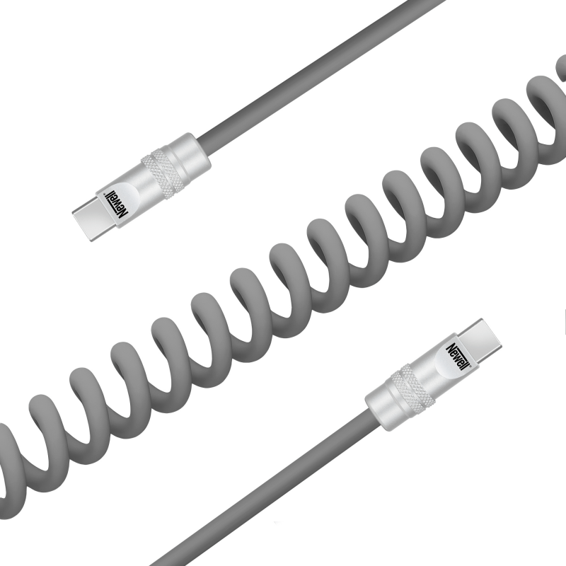 Newell USB-C - USB-C 100 W Kabel, 1,5 m, Silikon, Spiral, Grau