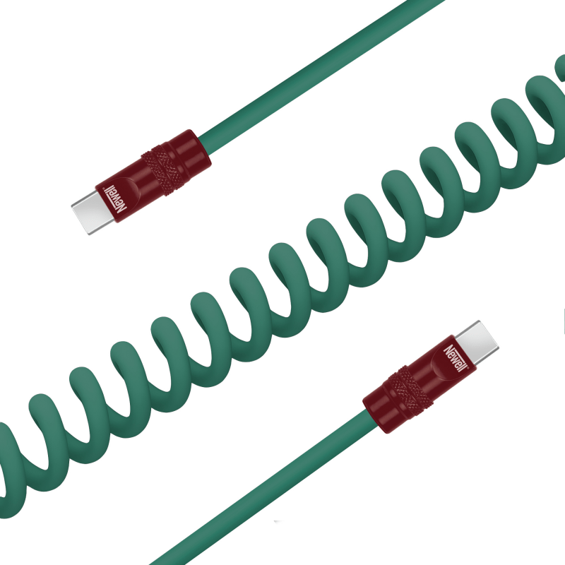 Newell USB-C - USB-C 100 W Kabel, 1,5 m, Silikon, Spiral,  grün-maroon
