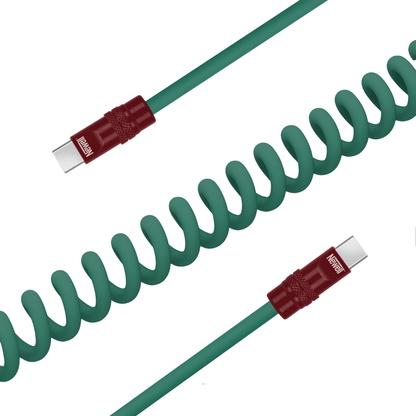 Newell USB-C - USB-C 100 W Kabel, 1,5 m, Silikon, Spiral,  grün-maroon