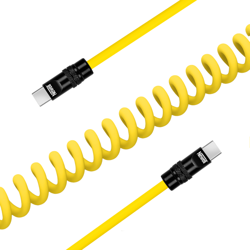 Newell USB-C - USB-C 100 W Kabel, 1,5 m, Silicone, Spiral, gelb-schwarz