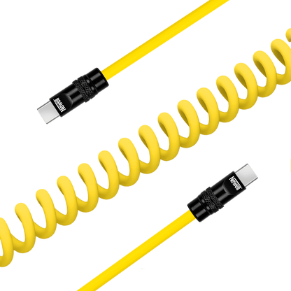 Newell USB-C - USB-C 100 W Kabel, 1,5 m, Silicone, Spiral, gelb-schwarz