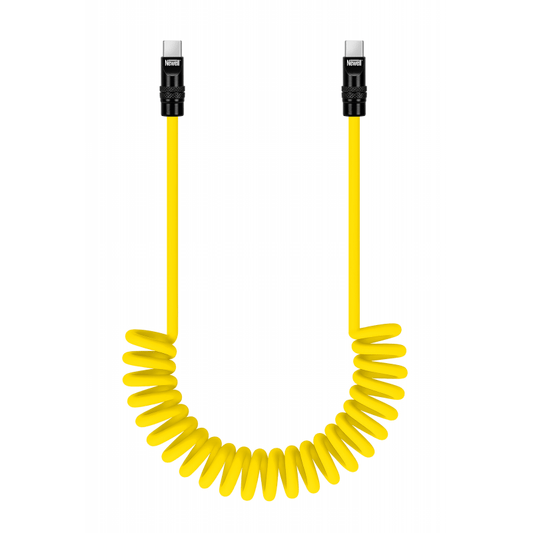 Newell USB-C - USB-C 100 W Kabel, 1,5 m, Silicone, Spiral, gelb-schwarz